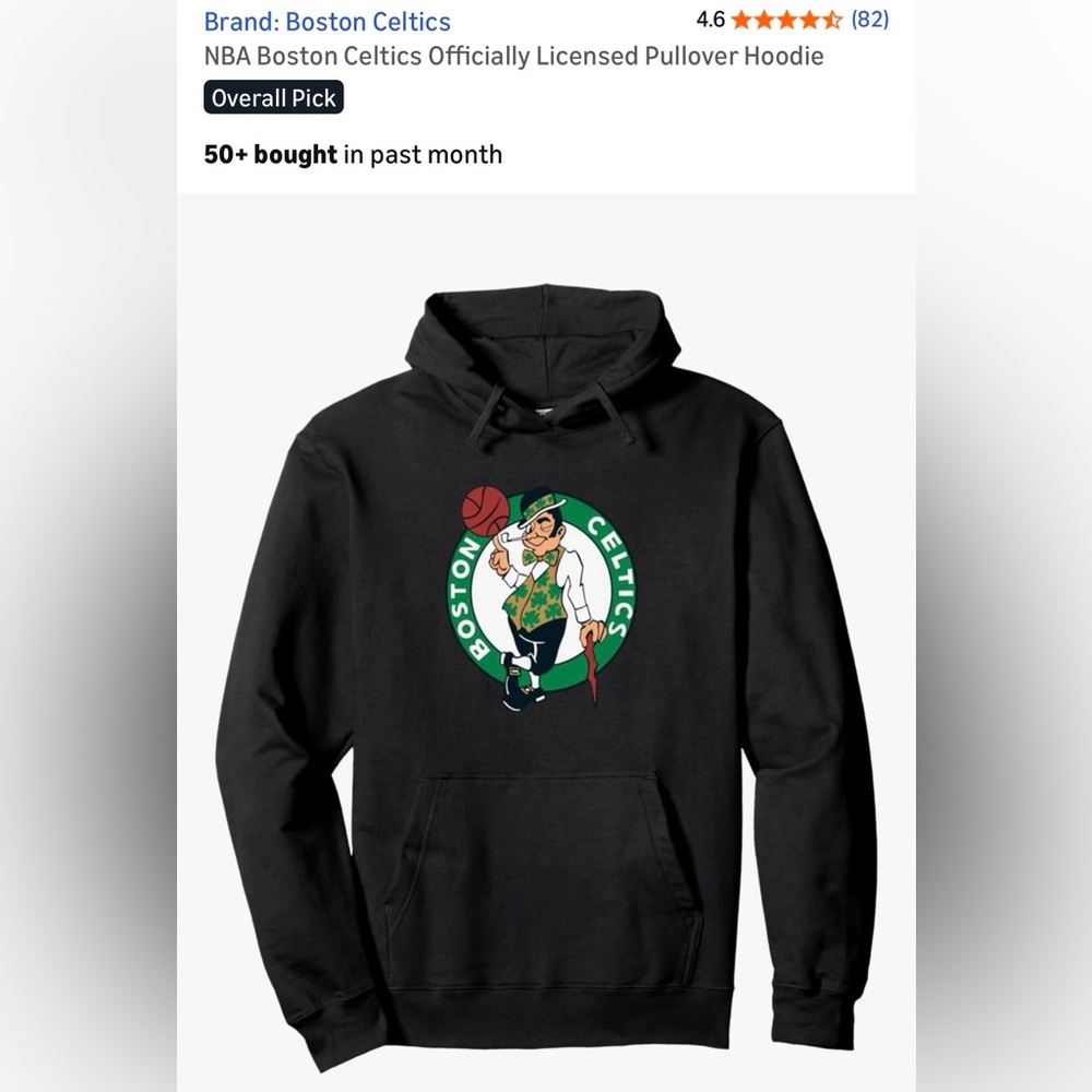 Boston Celtics Black Pullover Hoodie